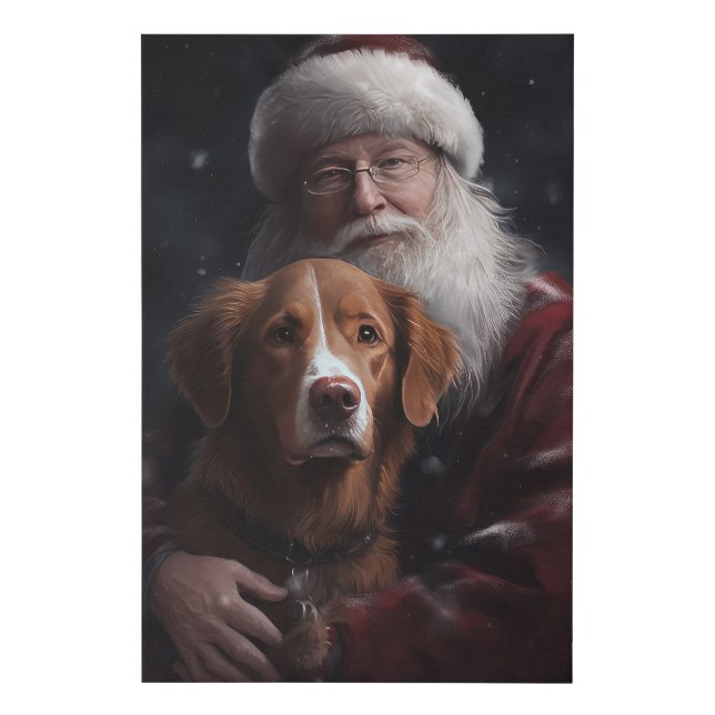 Nova Scotia Duck Toller With Santa Claus Festive Faux Canvas Print (Front)