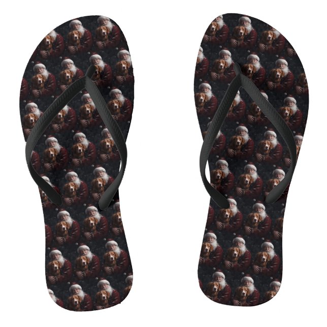 Nova Scotia Duck Toller With Santa Claus Festive Flip Flops (Footbed)