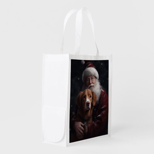 Nova Scotia Duck Toller With Santa Claus Festive Grocery Bag