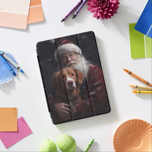 Nova Scotia Duck Toller With Santa Claus Festive iPad Air Cover