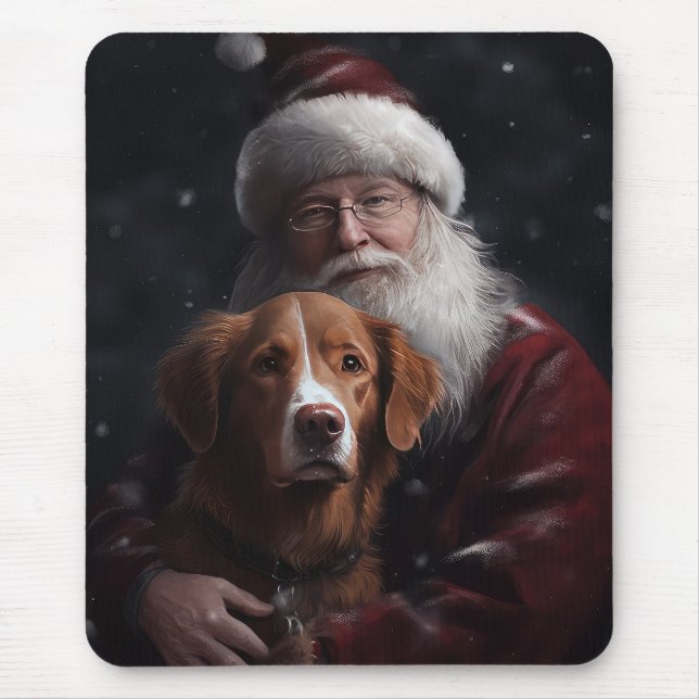 Nova Scotia Duck Toller With Santa Claus Festive Mouse Pad (Front)