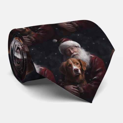 Nova Scotia Duck Toller With Santa Claus Festive Neck Tie