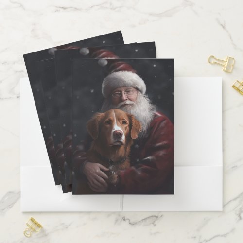 Nova Scotia Duck Toller With Santa Claus Festive Pocket Folder