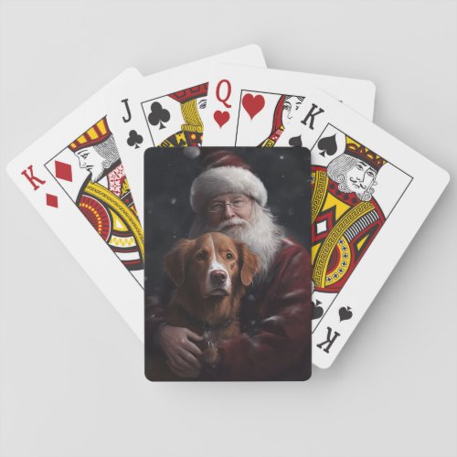 Nova Scotia Duck Toller With Santa Claus Festive Poker Cards