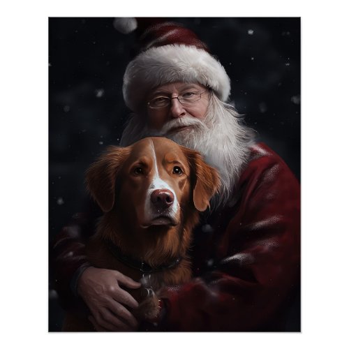 Nova Scotia Duck Toller With Santa Claus Festive Poster