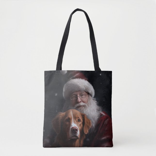 Nova Scotia Duck Toller With Santa Claus Festive Tote Bag (Front)