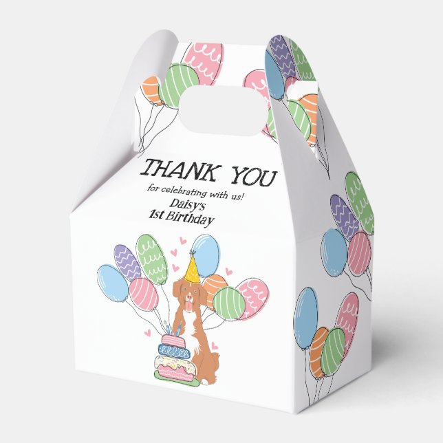 Nova Scotia Duck Tolling Retriever Birthday Favor Boxes (Front Side)