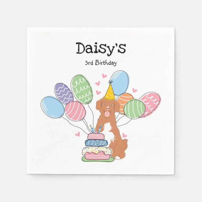 Nova Scotia Duck Tolling Retriever Birthday Paper Napkins (Front)