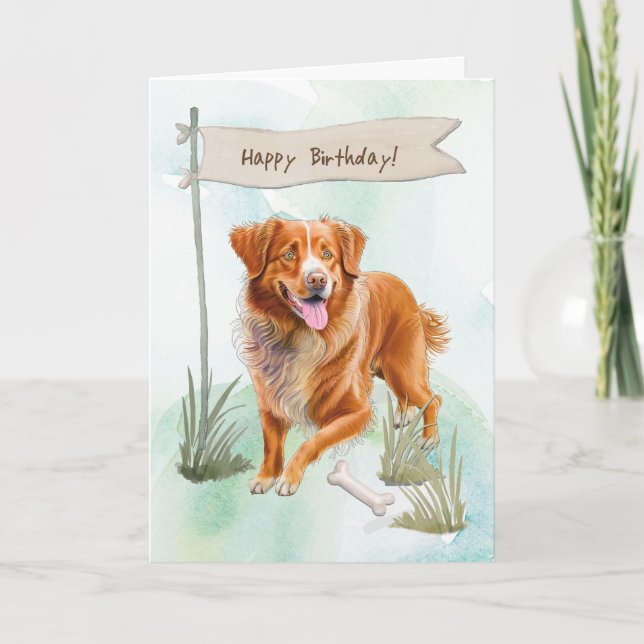 Nova Scotia Duck Tolling Retriever Birthday Sign Card (Front)
