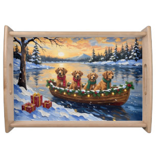 Nova Scotia Duck Tolling Retriever Christmas Boat  Serving Tray
