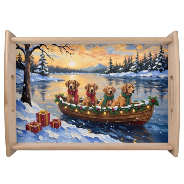 Nova Scotia Duck Tolling Retriever Christmas Boat  Serving Tray (Front)