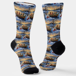 Nova Scotia Duck Tolling Retriever Christmas Boat  Socks