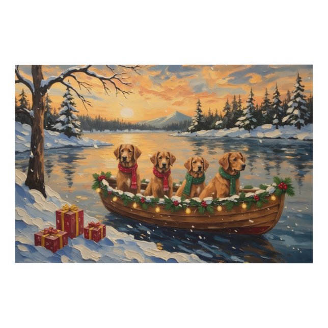 Nova Scotia Duck Tolling Retriever Christmas Boat  Wood Wall Art (Front)