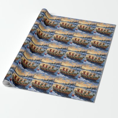 Nova Scotia Duck Tolling Retriever Christmas Boat  Wrapping Paper