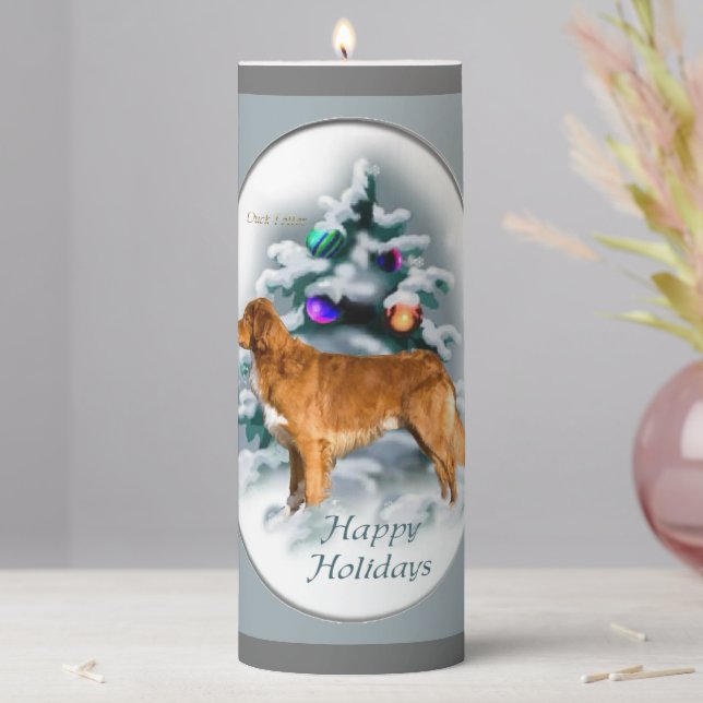 Nova Scotia Duck Tolling Retriever Christmas Pillar Candle (In Situ)