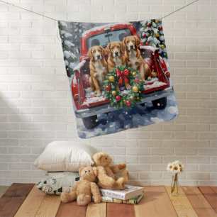 Nova Scotia Duck Tolling Retriever Christmas Red Baby Blanket