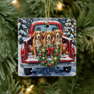 Nova Scotia Duck Tolling Retriever Christmas Red Ceramic Ornament