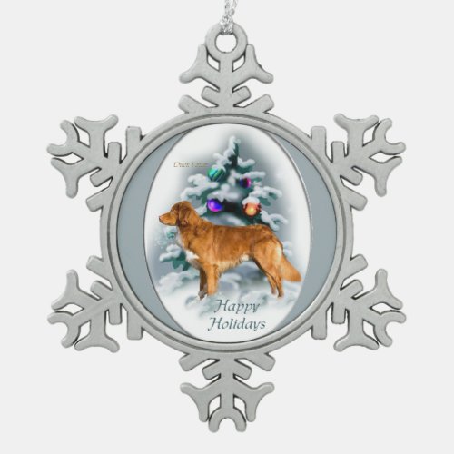 Nova Scotia Duck Tolling Retriever Christmas Snowflake Pewter Christmas Ornament