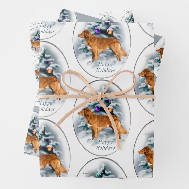 Nova Scotia Duck Tolling Retriever Christmas Wrapping Paper Sheets (In situ)