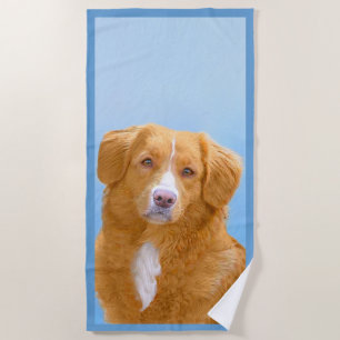 Nova Scotia Duck Tolling Retriever Dog Painting Beach Towel