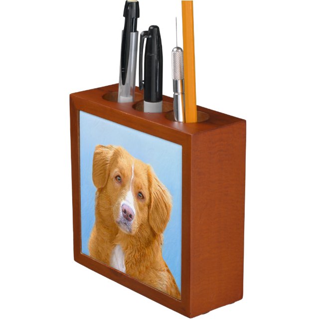Nova Scotia Duck Tolling Retriever Dog Painting Desk Organizer (In Situ)