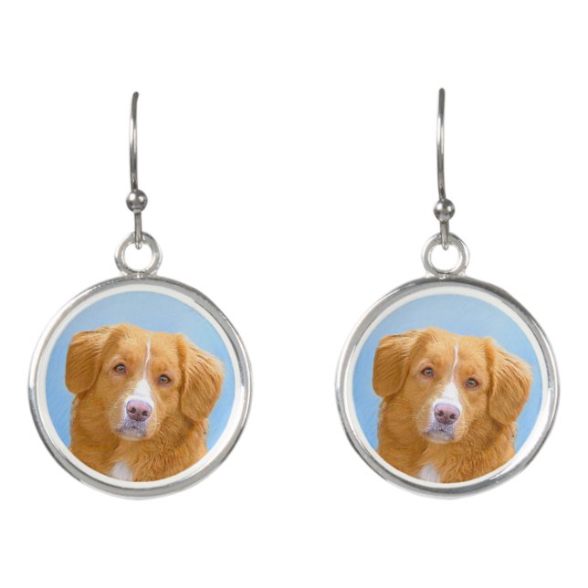 Nova Scotia Duck Tolling Retriever Dog Painting Earrings (Front)