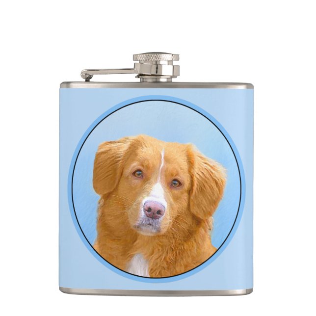 Nova Scotia Duck Tolling Retriever Dog Painting Flask (Front)