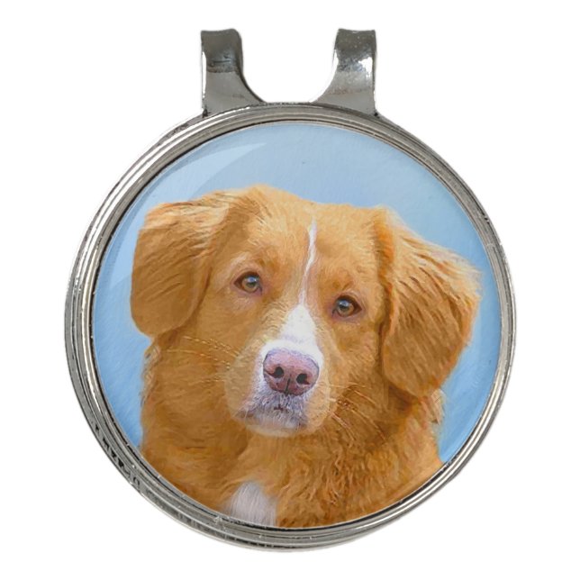 Nova Scotia Duck Tolling Retriever Dog Painting Golf Hat Clip (Front)