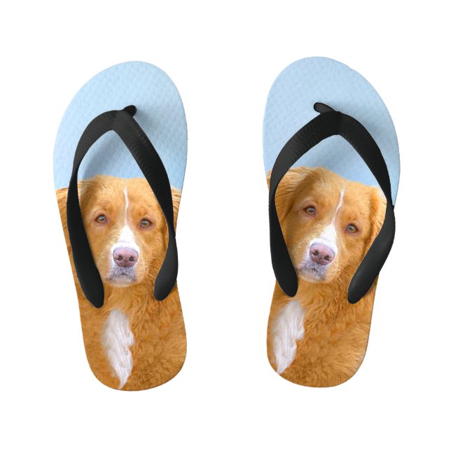 Nova Scotia Duck Tolling Retriever Dog Painting Kid's Flip Flops (Footbed)