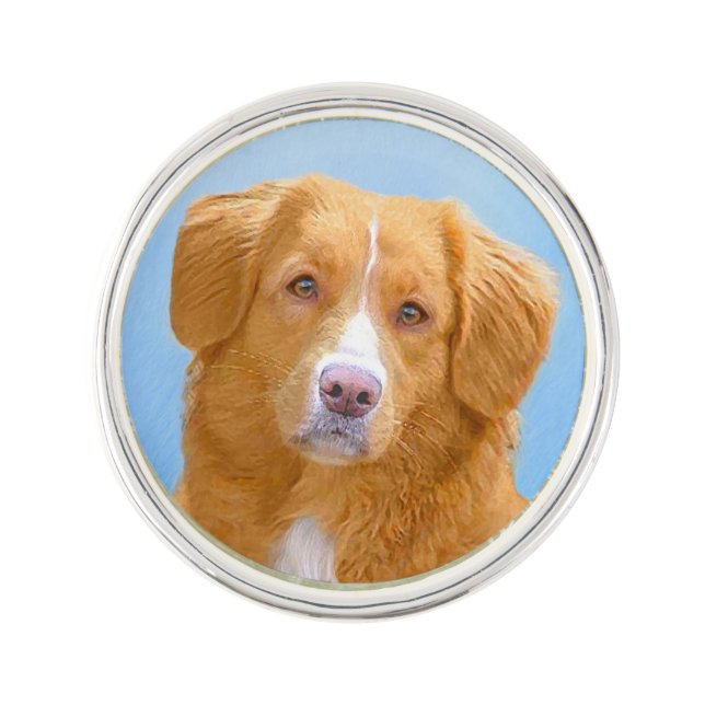 Nova Scotia Duck Tolling Retriever Dog Painting Lapel Pin (Front)