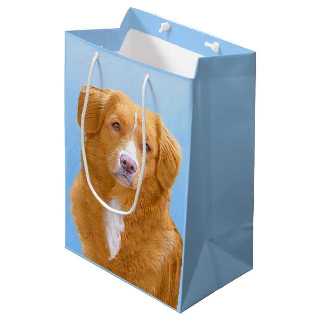 Nova Scotia Duck Tolling Retriever Dog Painting Medium Gift Bag (Front Angled)
