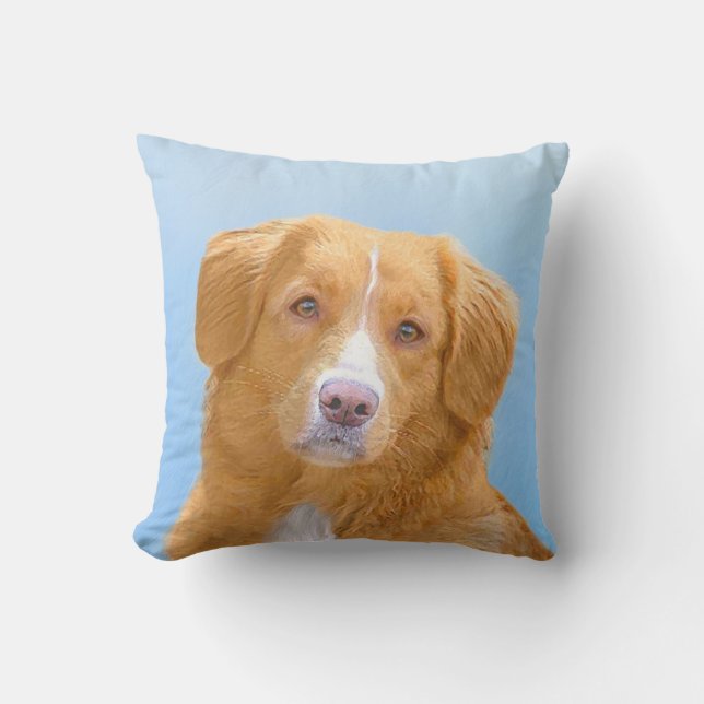 Nova Scotia Duck Tolling Retriever Dog Painting Outdoor Pillow (Front)