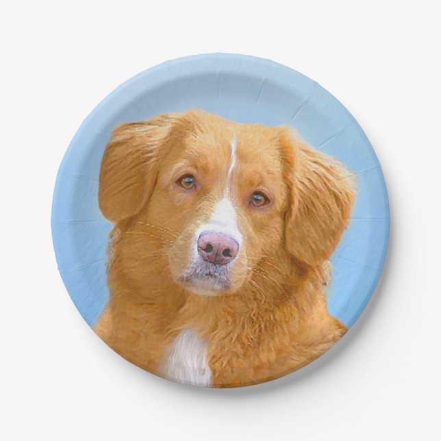 Nova Scotia Duck Tolling Retriever Dog Painting Paper Plates (Front)