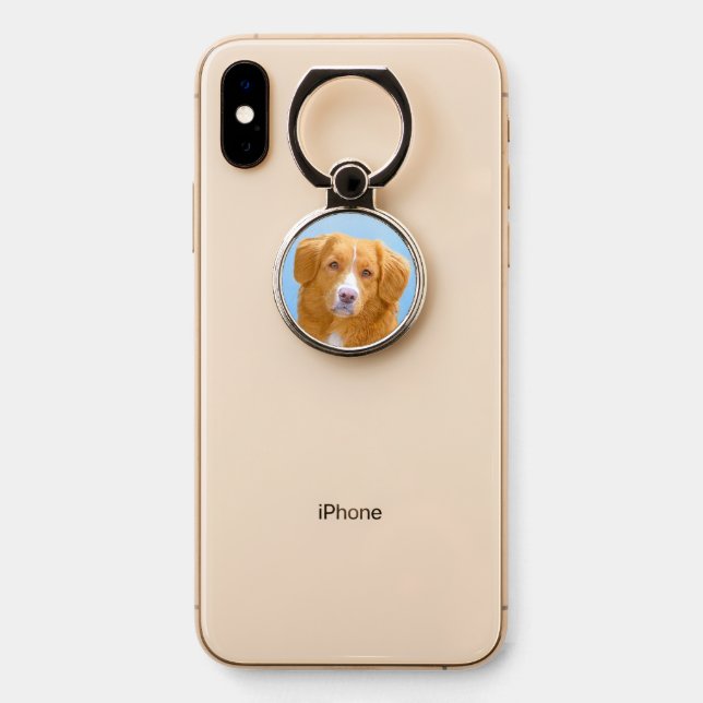 Nova Scotia Duck Tolling Retriever Dog Painting Phone Ring Stand (On Phone)