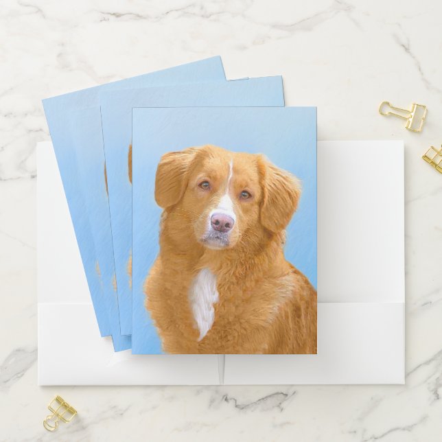 Nova Scotia Duck Tolling Retriever Dog Painting Pocket Folder (In Situ)