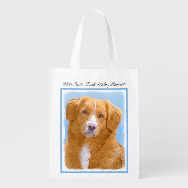Nova Scotia Duck Tolling Retriever Dog Painting Re Grocery Bag (Front)