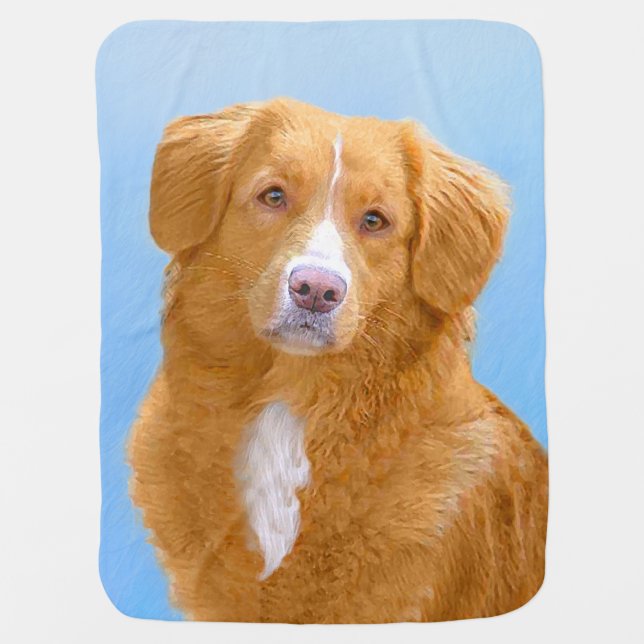 Nova Scotia Duck Tolling Retriever Dog Painting Swaddle Blanket (Front)