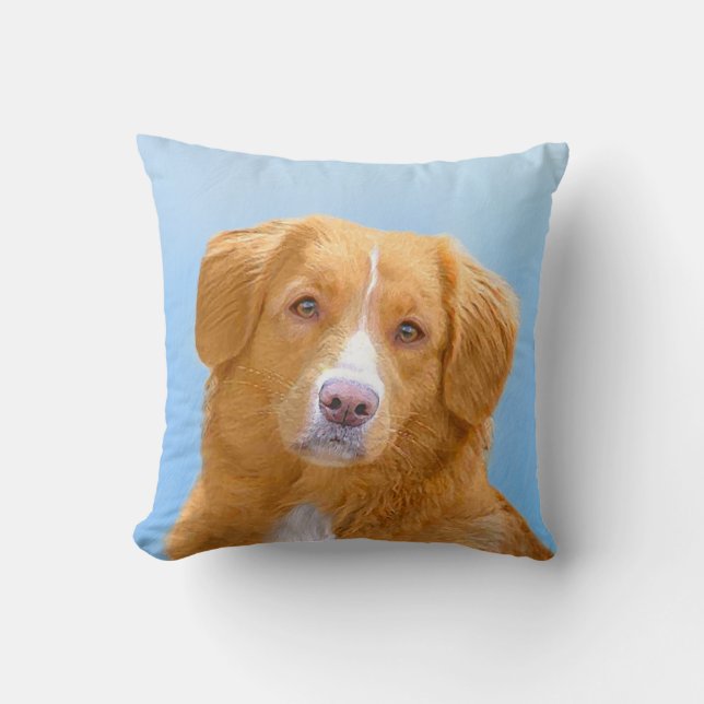 Nova Scotia Duck Tolling Retriever Dog Painting Throw Pillow (Front)