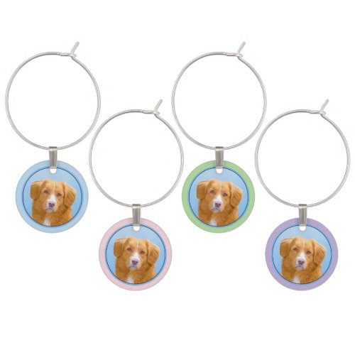 Nova Scotia Duck Tolling Retriever Dog Painting Wine Charm