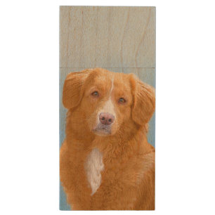 Nova Scotia Duck Tolling Retriever Dog Painting Wood Flash Drive