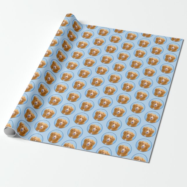 Nova Scotia Duck Tolling Retriever Dog Painting Wrapping Paper (Unrolled)