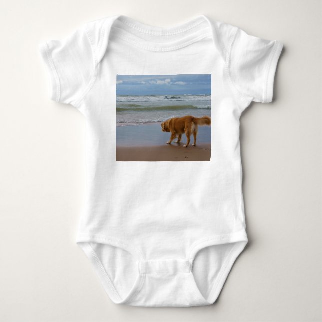 Nova Scotia Duck Tolling Retriever Ocean Cautious Baby Bodysuit (Front)