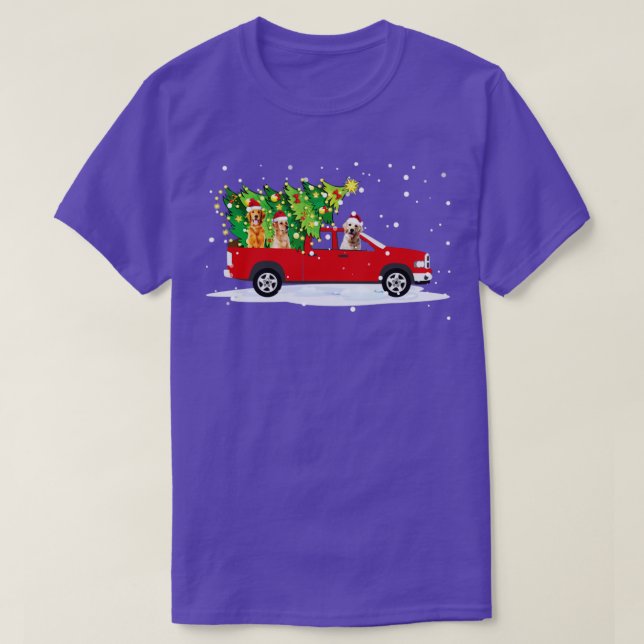 Nova Scotia Duck Tolling Retriever Rides Red Truck T-Shirt (Design Front)