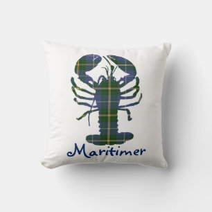 Nova Scotia Halifax Tartan maritimer love Lobster Throw Pillow