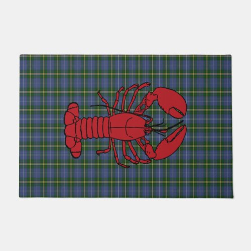 Nova Scotia lobster tartan welcome mat