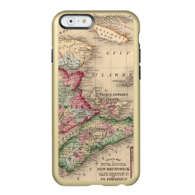 Nova Scotia, New Brunswick, Map by Mitchell Incipio iPhone Case (Back)