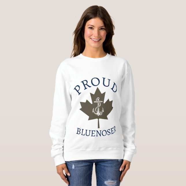 Nova Scotia Proud Bluenoser anchor maple leaf Sweatshirt (Front Full)