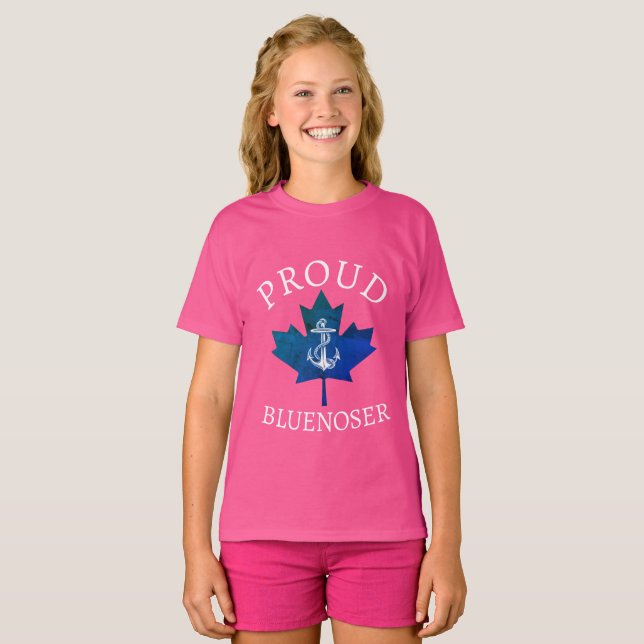 Nova Scotia Proud Bluenoser anchor maple leaf T-Shirt (Front Full)