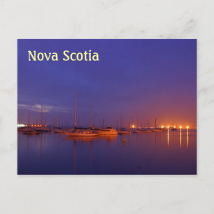 Nova Scotia sailboats in marina at dusk postcard