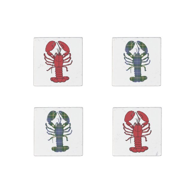 Nova Scotia Tartan lobster set of fridge magnets (Front)